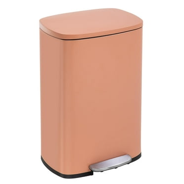 FDW 13 Gallon Stainless Steel Step Kitchen Trash Can with Lid, Fingerprint-Proof for Indoor(Pink)