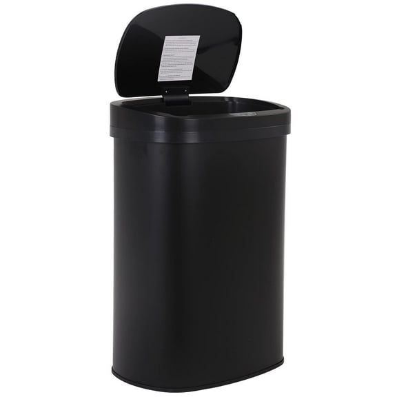 FDW 13 Gallon Stainless Steel Touchless Garbage Trash Can with Motion Sensor for Indoor Use(Black)