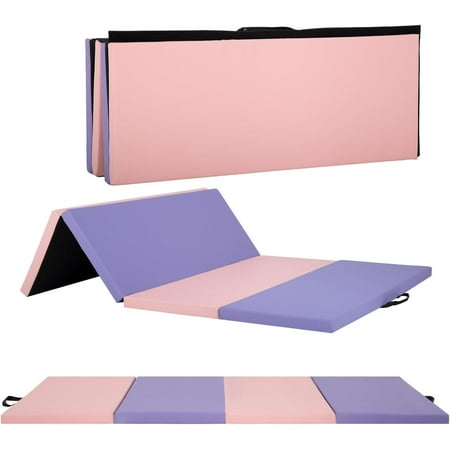 FDW 2" Thick Folding, 6'x4', Multicolor Exercise Mat Gymnastics Mat with Handles
