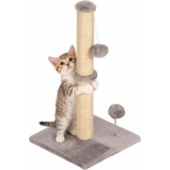 FDW 22 Inch Cat Scratching Post Cat Scratcher Natural Sisal Rope Scratch Post Kitten Trees with Hanging Ball for Indoor Cats ,Light Gray