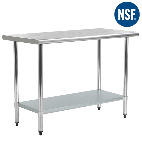 FDW 24" x 48" Stainless Steel Kitchen Work Table Commercial Restaurant Table 2448,Silver