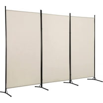 FDW 3 Panel Room Divider 5.9FT Partition Room Separators with Metal Frame Portable(Beige)