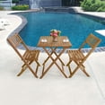 thumbnail image 1 of FDW 3 Piece Acacia Wood Folding Terrace Bistro Set Outdoor with 2 Chairs - Round Table Natural Oiled, 1 of 7