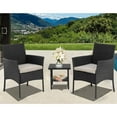 thumbnail image 1 of FDW 3 Pieces Outdoor Patio Furniture Wicker Table and Chairs Set Bar Set with Cushioned Tempered Glass, Black, 1 of 8