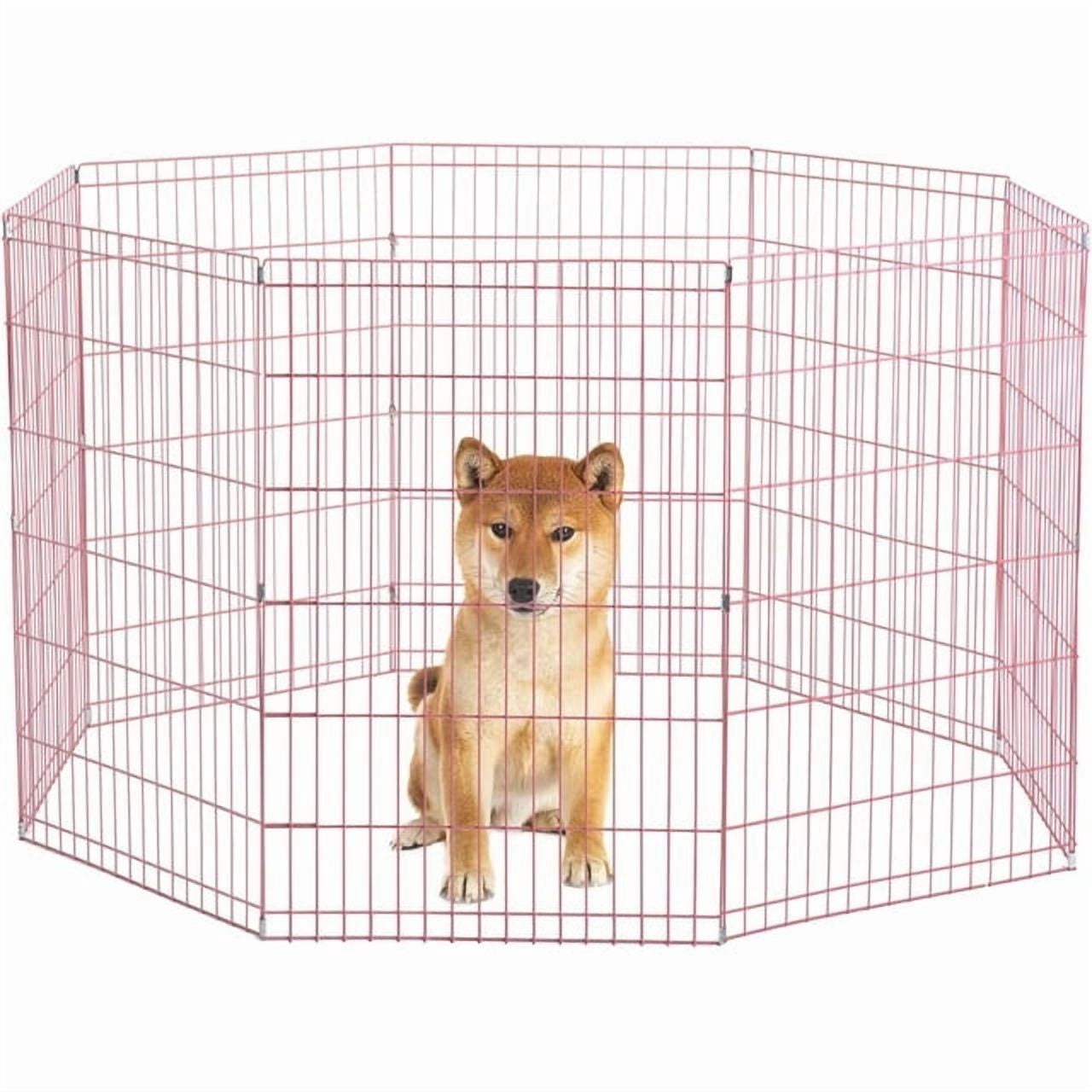 FDW 36 inch Dog Pen Playpen Puppy Pet Playpen 8 Panel Metal Portable Folding Animal Dog Fence,Pink