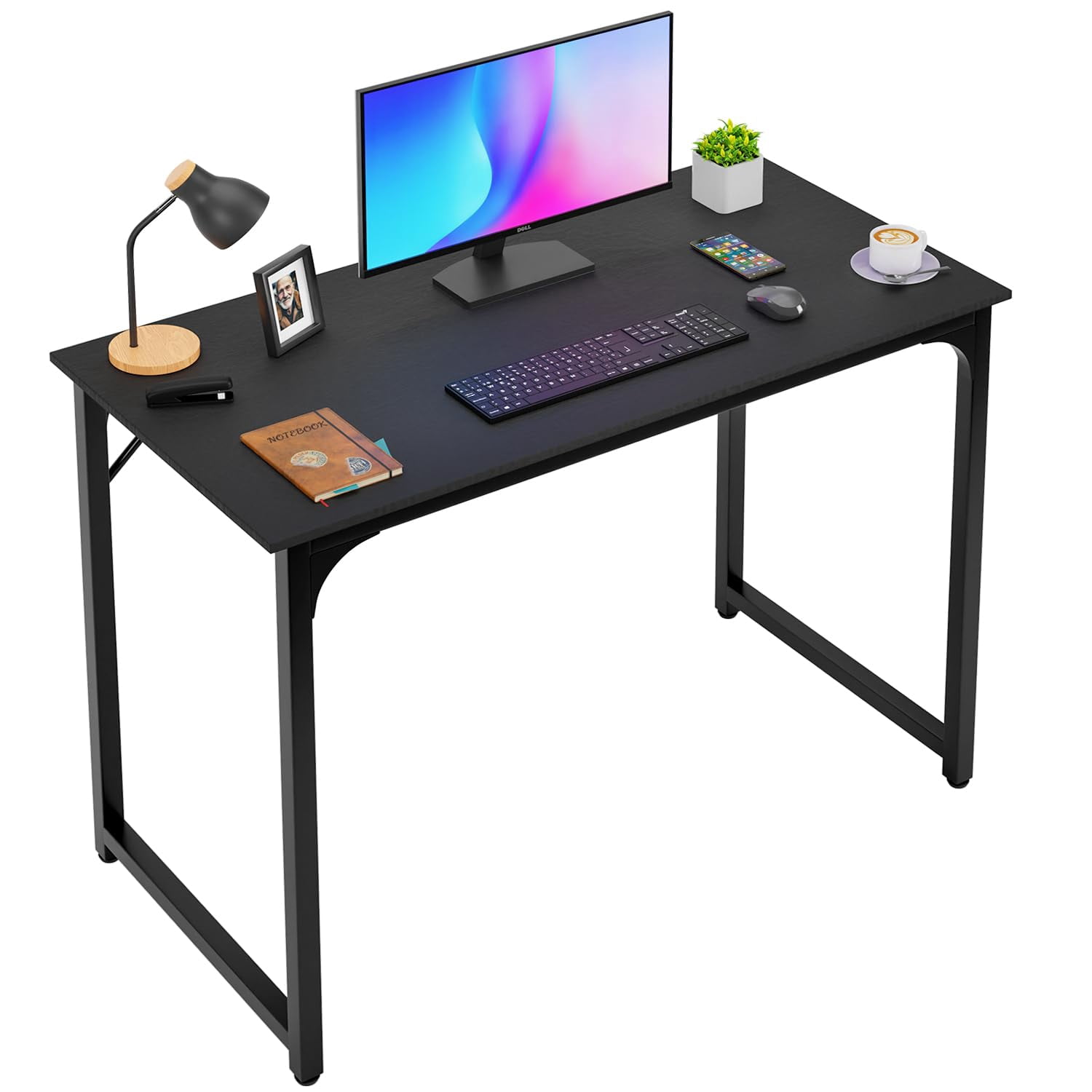 FDW 39 inch Computer Desk, Sturdy Laptop Table for Home Office, Black ...