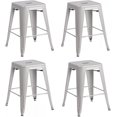 thumbnail image 1 of FDW 4 Metal Bar Stools Industrial Metal Stool Patio Furniture 24 Inches Kitchen Counter Stool Indoor/Outdoor Stool Moden Stackable Barstools Restaurant Dining Chairsbarstools,Silver, 1 of 2