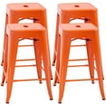 thumbnail image 1 of FDW 4 Moden Metal Stool Patio Furniture 24" Kitchen Counter Stool Indoor/Outdoor Stools Stackable Barstools Restaurant Dining,Orange, 1 of 7