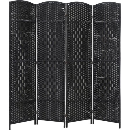 FDW 4 Panel Folding Privacy Room Divider Screen, 70" Tall, Black