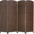 thumbnail image 1 of FDW 4 Panel Folding Privacy Room Divider Screen, 70" Tall, Brown, 1 of 7