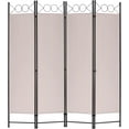 thumbnail image 1 of FDW 4 Panel Room Divider 6 ft Steel for Home Office Bedroom, Tan, 1 of 7