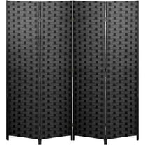 FDW 4 Panel Simple Pastoral Style Foldable Porch Living Room Office Room Divider,Black