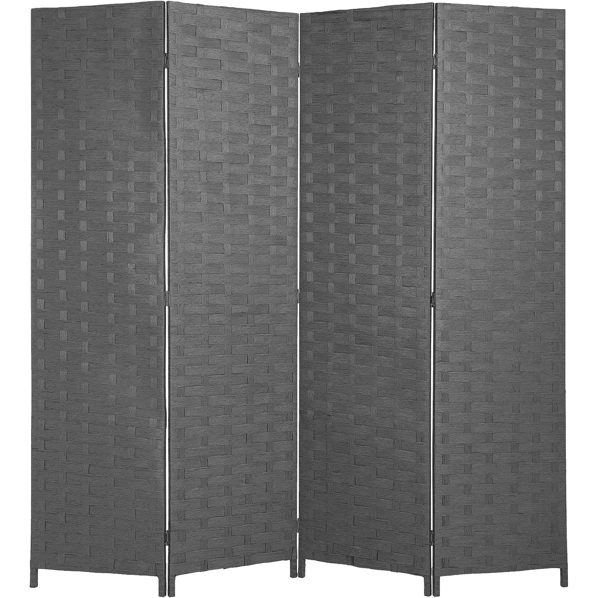 FDW 4 Panel Simple Pastoral Style Foldable Porch Living Room Office Room Divider,Brown