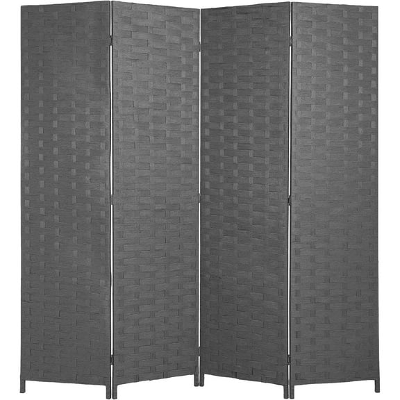 FDW 4 Panel Simple Pastoral Style Foldable Porch Living Room Office Room Divider,Brown