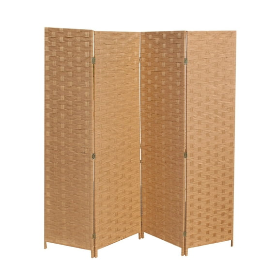 FDW 4 Panel Simple Pastoral Style Foldable Porch Living Room Office Room Divider,Nature