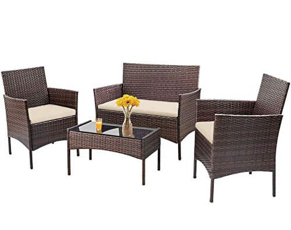Walmart savings: Walmart Black Friday Deals 2025 - FDW 4-Piece Outdoor Patio Set, Rattan Wicker Chairs, Brown