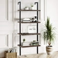 thumbnail image 1 of FDW 4-Shelf Bookcase Open Wall Mount Ladder Bookshelf with Industrial Metal Frame For Home Office Study, 60-inch, 1 of 7