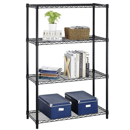 FDW 4 Tier Wire Shelving Unit Wire Shelf Storage Shelves Metal Organizer Rack Adjustable Heavy Duty for Restaurant Bathroom Kitchen 54"x36"x14",Black