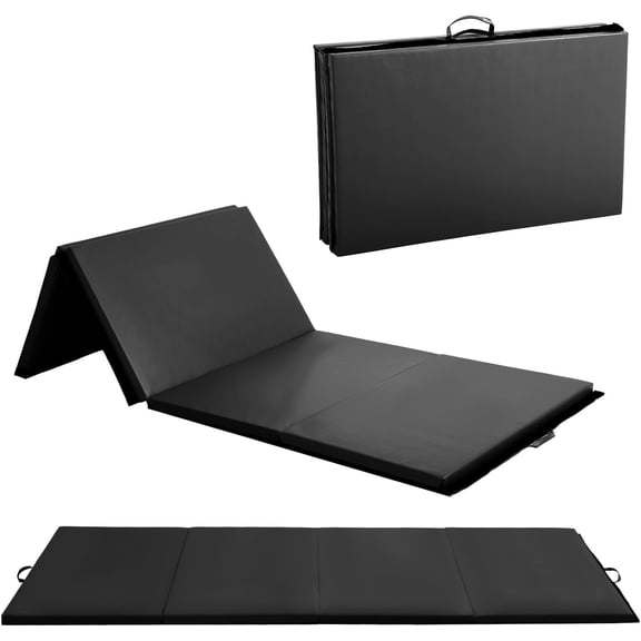 FDW 4'x10'x2" New Folding Panel Gymnastics Mat, Perfect for Indoor/Outdoor Exercise(Black)