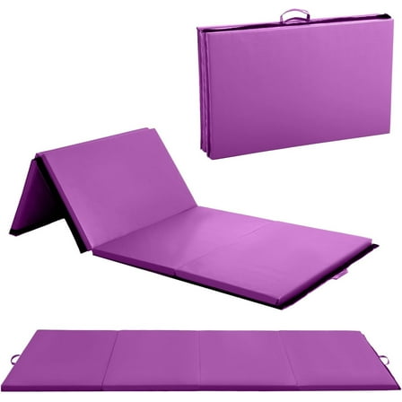 FDW 4'x10'x2" New Folding Panel Gymnastics Mat, Perfect for Indoor/Outdoor Exercise(Purple)