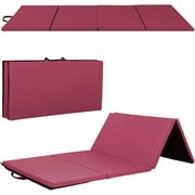 FDW 4'x8'x2" New Folding Panel Gymnastics Mat, Perfect for Indoor/Outdoor Exercise(Burgundy)