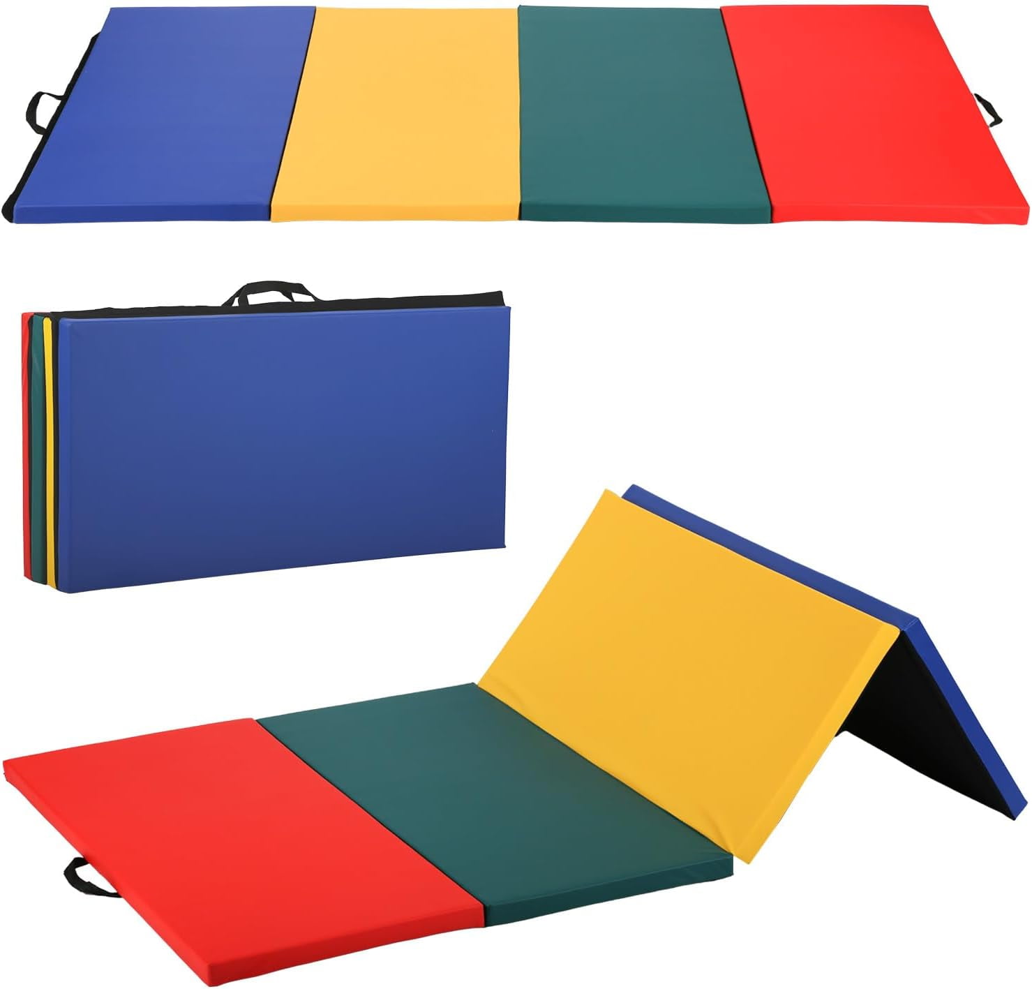 Multicolor 4'x8'x2" Thick PU Leather Foldable Gymnastics Mat