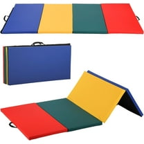 FDW 4'x8'x2" New Folding Panel Gymnastics Mat, Perfect for Indoor/Outdoor Exercise(Multicolor)