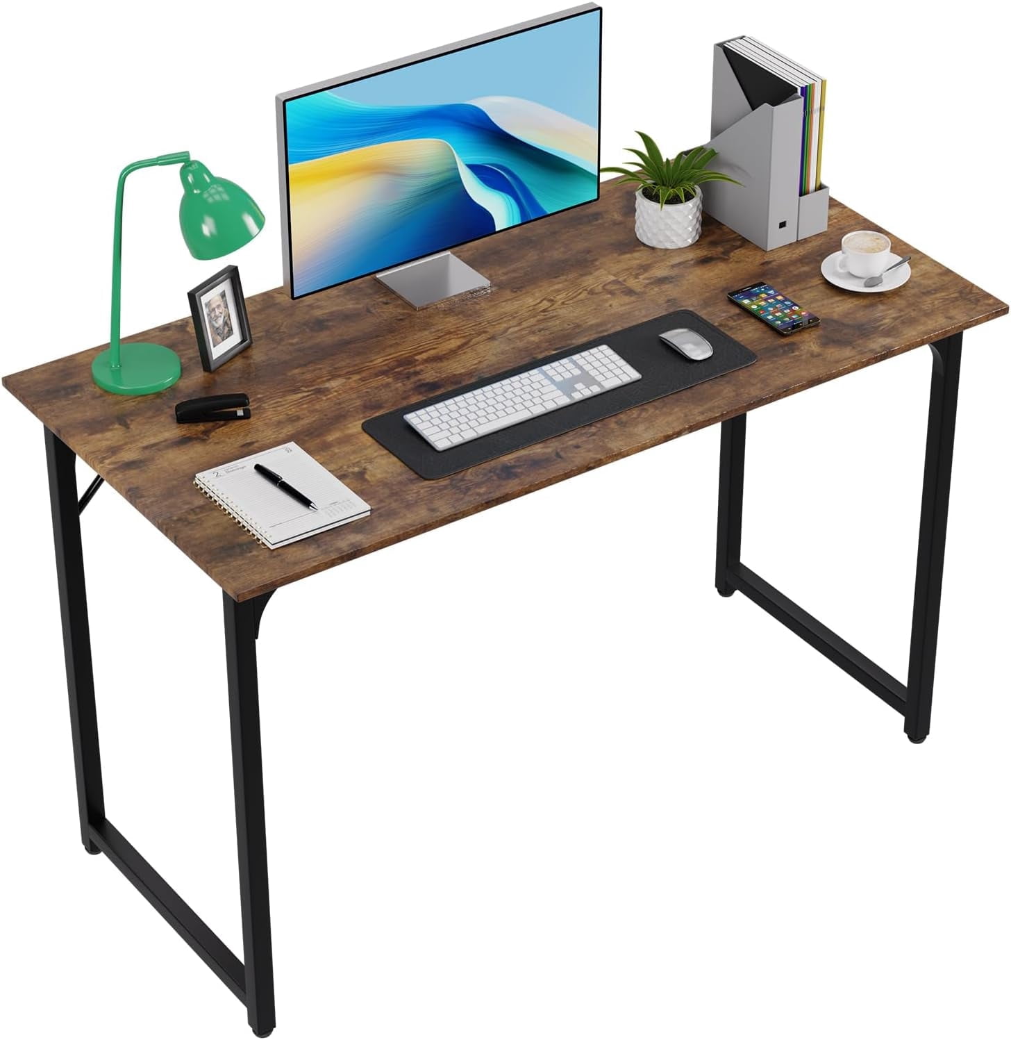 FDW 47.2 inches Computer Desk,Modern Simple Style PC Desk with Metal Frame，Vintage