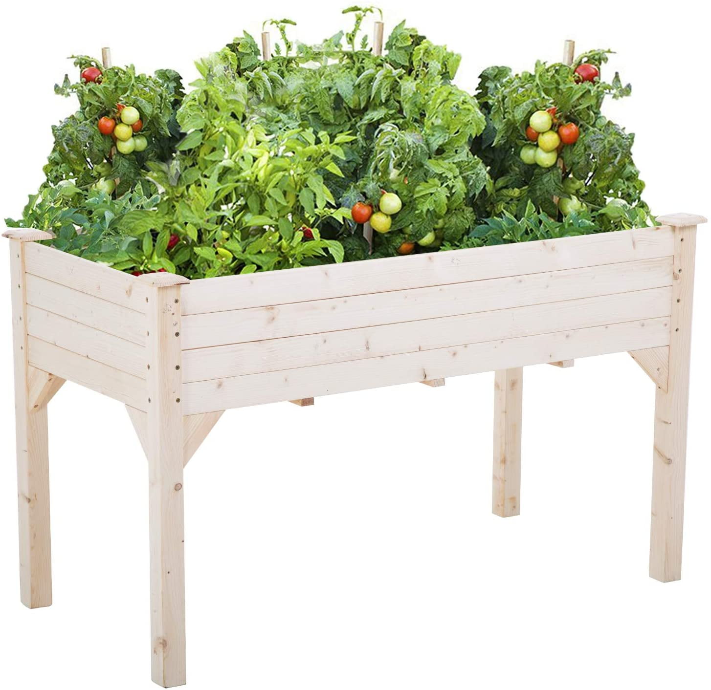 FDW 48x24x30in Elevated Raised Wood Planter Garden Bed Box Stand for Backyard, Patio，Natural
