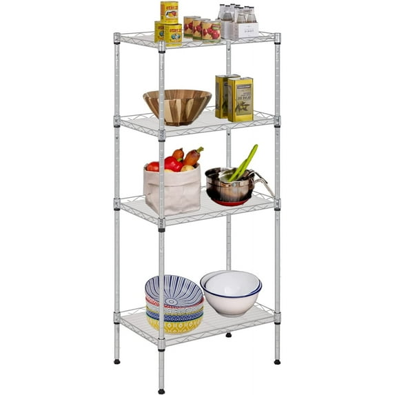 FDW 4PP Chrome Wired Rack Metal Shelf Kitchen/Garage/Bathroom/Laundry Storage Shelves (18L x 12W x 44H)