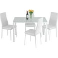 thumbnail image 1 of FDW 5 Piece Contemporary Glass Dining Table Set, White, 1 of 7