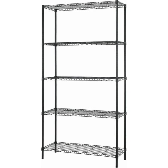 FDW 5 Shelf Wire Shelving Unit Garage NSF Wire Shelf Adjustable Utility Commercial Grade Steel Layer Shelf Rack Organizer 1250 LBS Capacity -14x36x72,Black