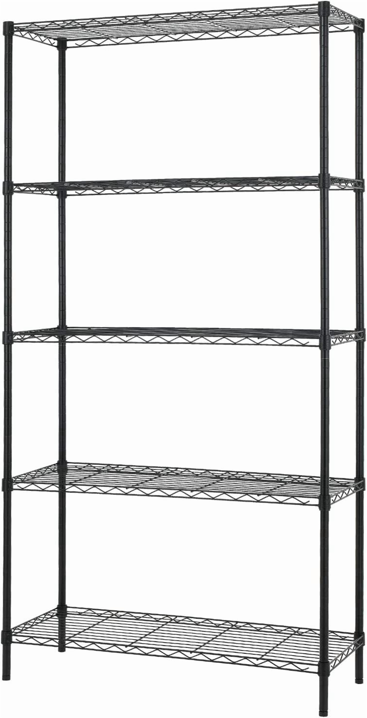 FDW 5 Shelf Wire Shelving Unit Garage NSF Wire Shelf Adjustable Utility Commercial Grade Steel Layer Shelf Rack Organizer 1250 LBS Capacity -14x36x72,Black