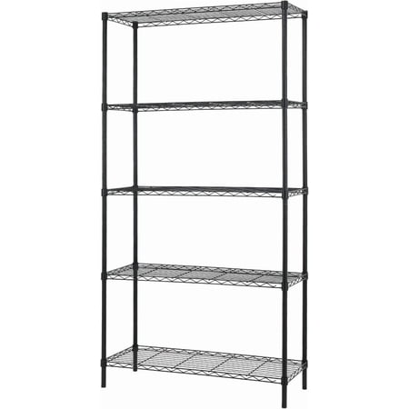 FDW 5 Shelf Wire Shelving Unit Garage NSF Wire Shelf Adjustable Utility Commercial Grade Steel Layer Shelf Rack Organizer 1250 LBS Capacity -14x36x72,Black