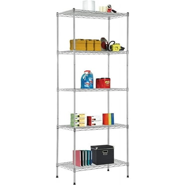FDW 5 Tier Heavy Duty 24"W x 14"D x 60"H Metal Wire Shelves Capacity 750lb,Chrome