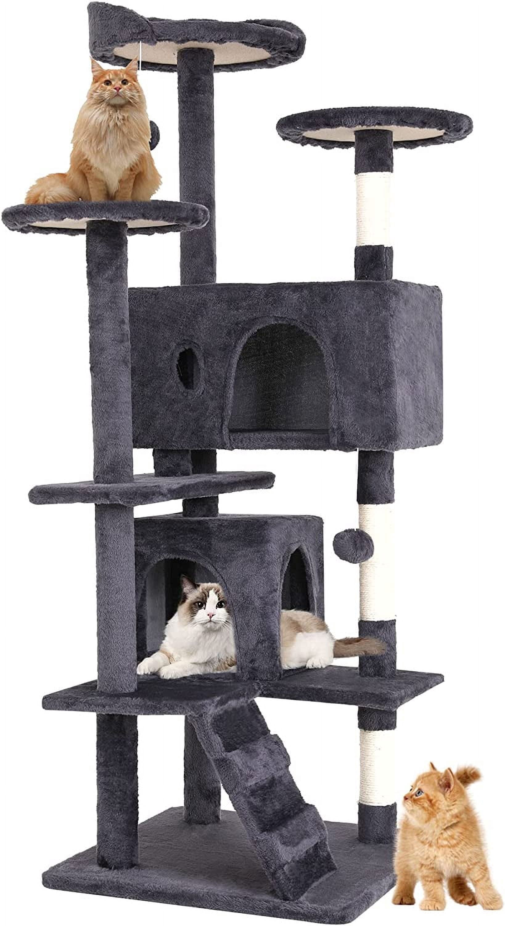 FDW 54in Cat Tree Tower, Scratch Posts, Condo, Toys,Perfect for Active Cats,Ashy