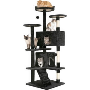FDW 54in Cat Tree Tower, Scratch Posts, Condo, Toys,Perfect for Active Cats,Dark Gray