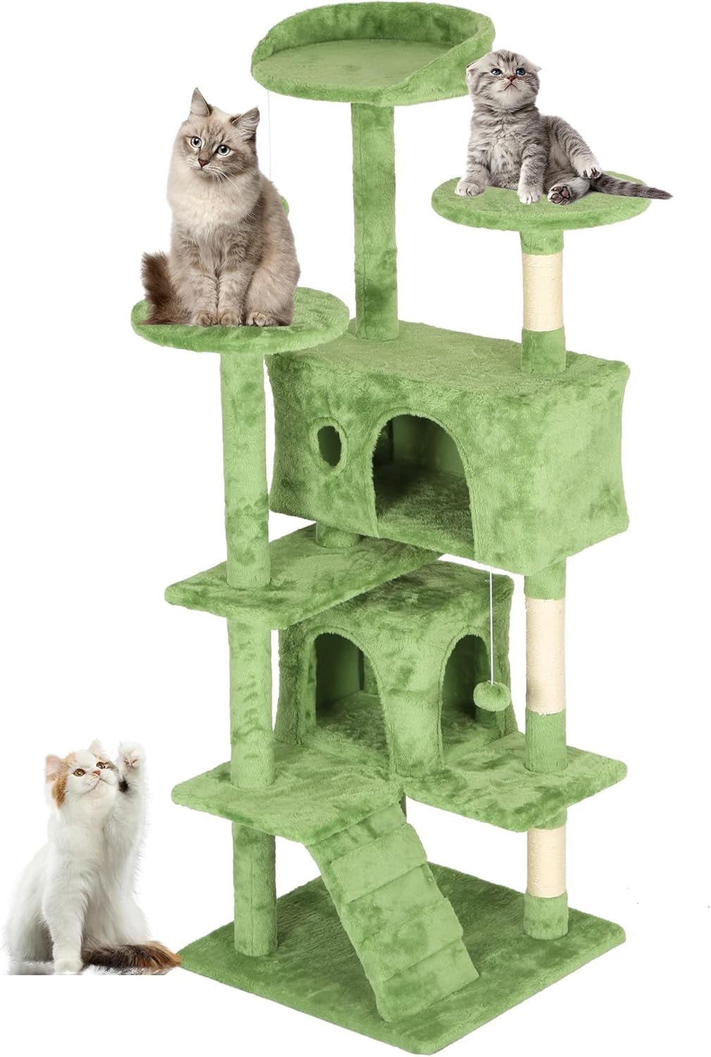 FDW Green 54in Cat Tree Tower with Scratch Posts Condo and Toys