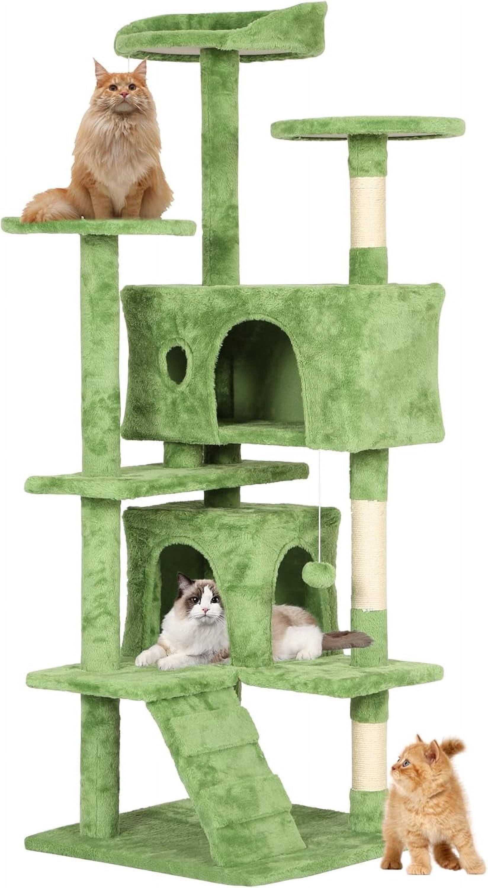 FDW Green 54in Cat Tree Tower with Scratch Posts Condo and Toys for Active Cats