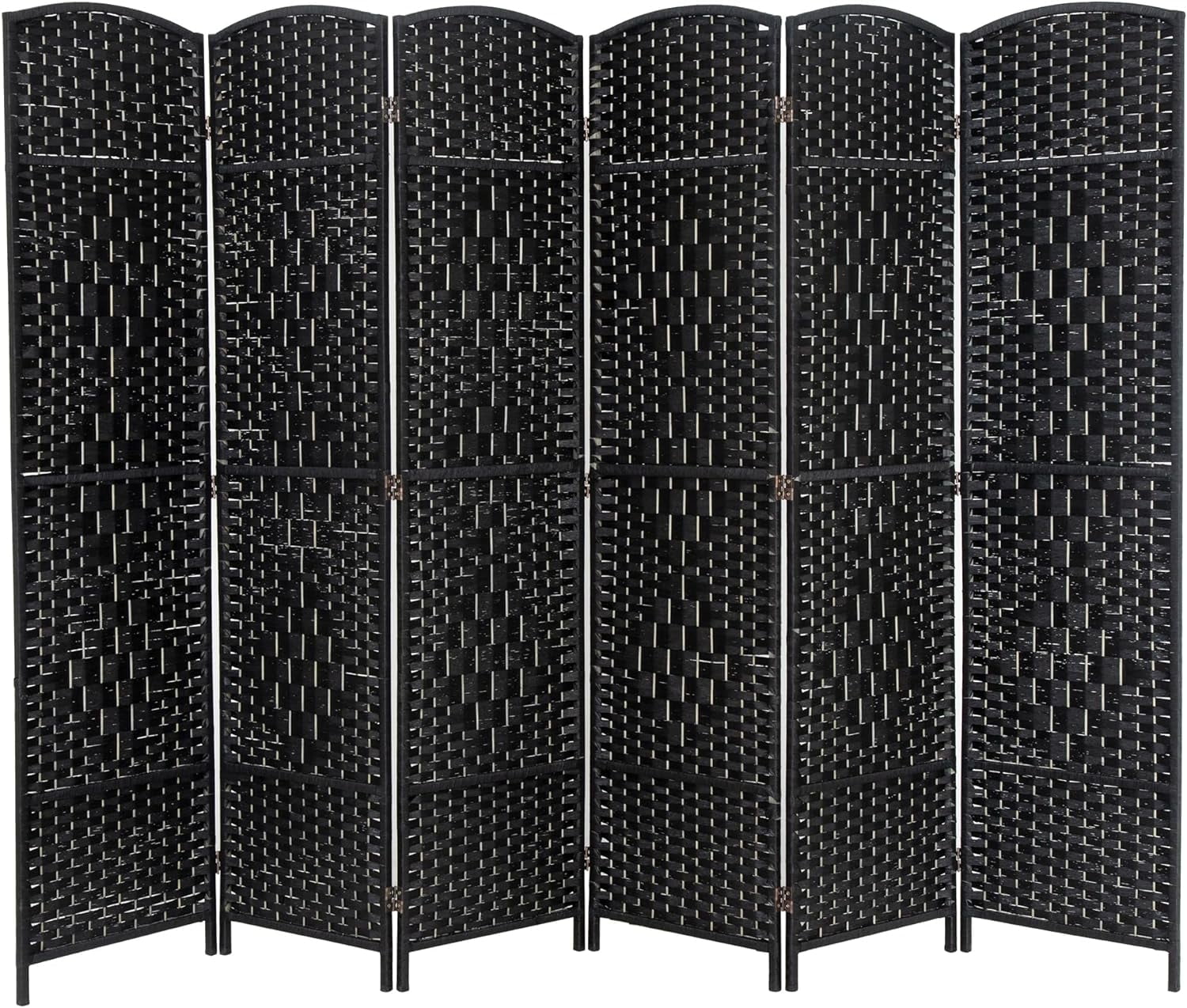 FDW 6 Panel Folding Privacy Room Divider Screen, 70" Tall, Black