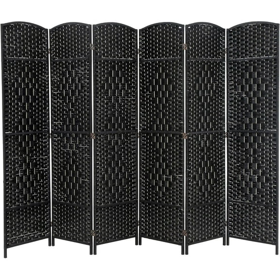 FDW 6 Panel Folding Privacy Room Divider Screen, 70" Tall, Black