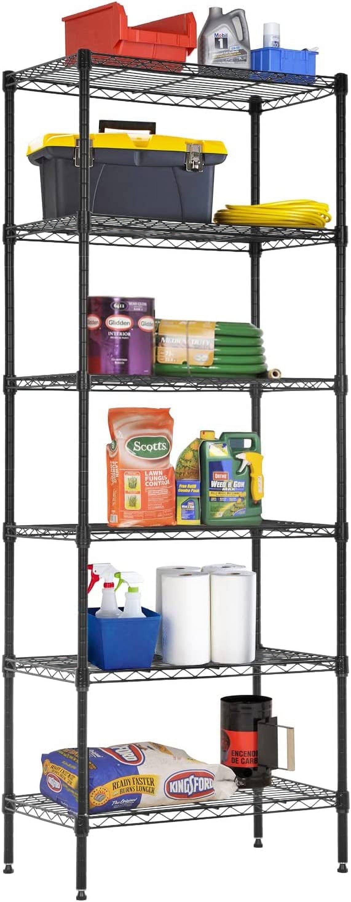 Black Adjustable 6-Tier Metal Wire Shelving Unit