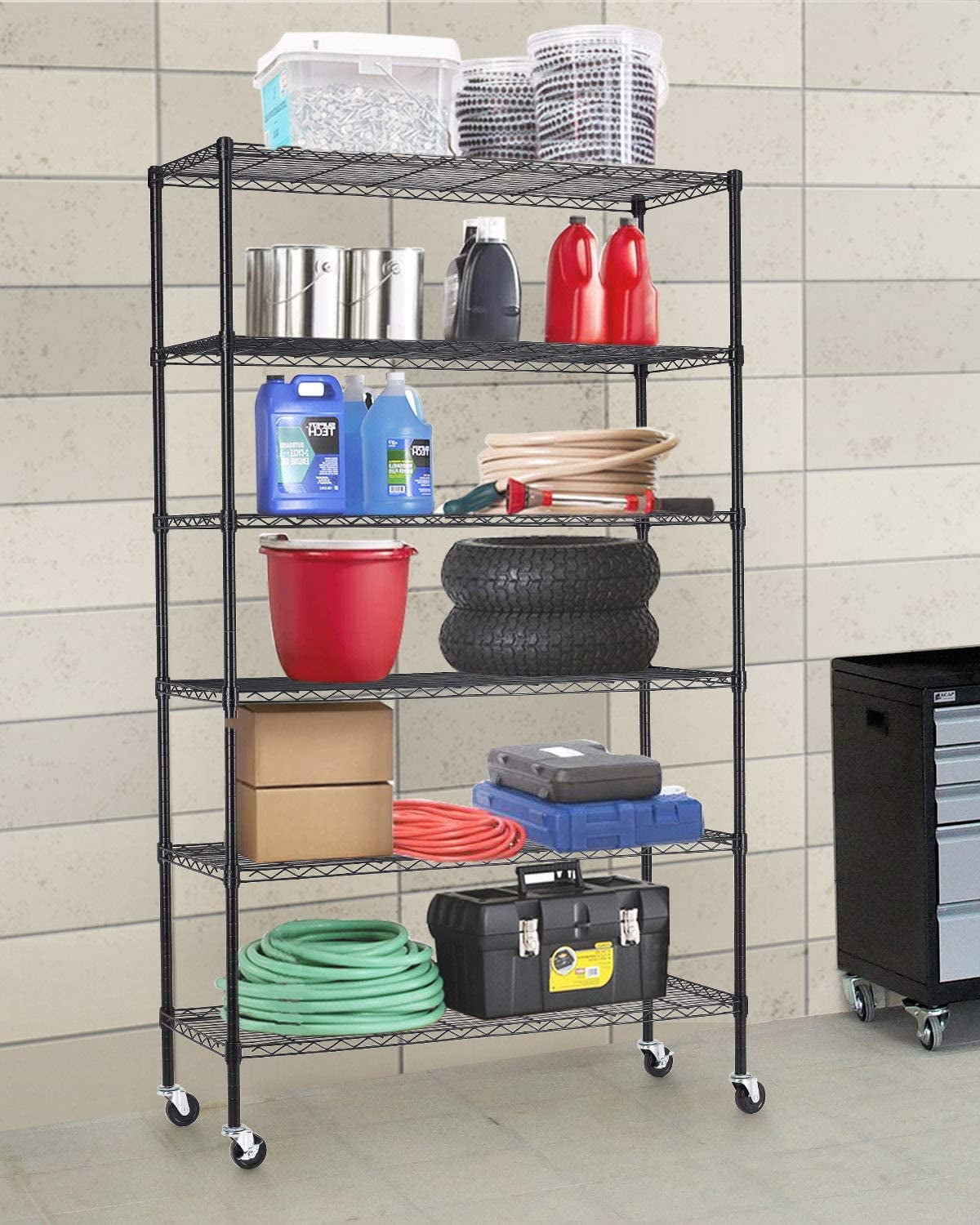 FDW 6-Tier Wire Adjustable Racks Storage Shelves Holds Upto 2100 lbs 45 ...
