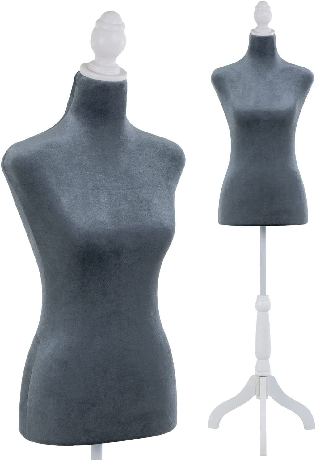 FDW 63 inch Adjustable Female Mannequin with Wooden Tripod Stand, Perfect for Display(Grey)