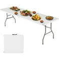 thumbnail image 1 of PayLessHere 6FT Folding Picnic Table for Outdoor, Fold-in-Half Plastic Dining with Carrying Handle,White, 1 of 1