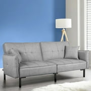 FDW 78" Futon Convertible Memory Foam Sofa for Living Room,Gray