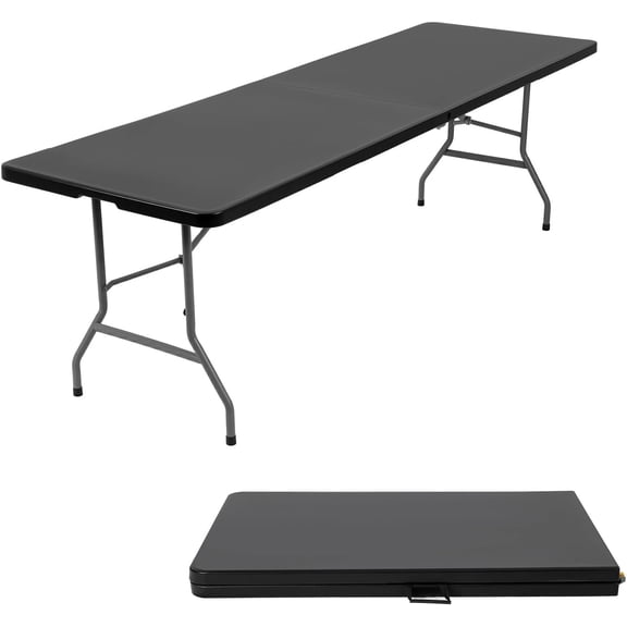 FDW 8 ft Picnic Table Folding Table Fold up Table Lock for Party Event, Black