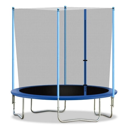 FDW 8 ft New Outdoor Round Trampoline with Safety Net and Spring Pad for Kids and Adults(Blue)