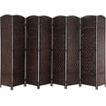 thumbnail image 1 of FDW 8 Panel Folding Privacy Room Divider Screen, 70" Tall, Brown, 1 of 8