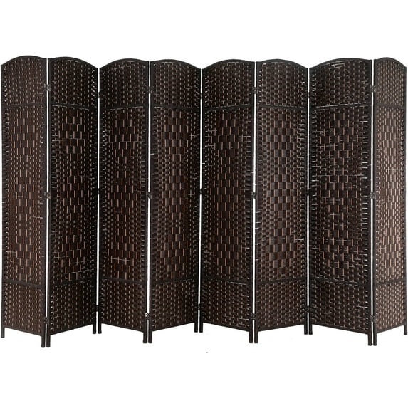 FDW 8 Panel Folding Privacy Room Divider Screen, 70" Tall, Brown